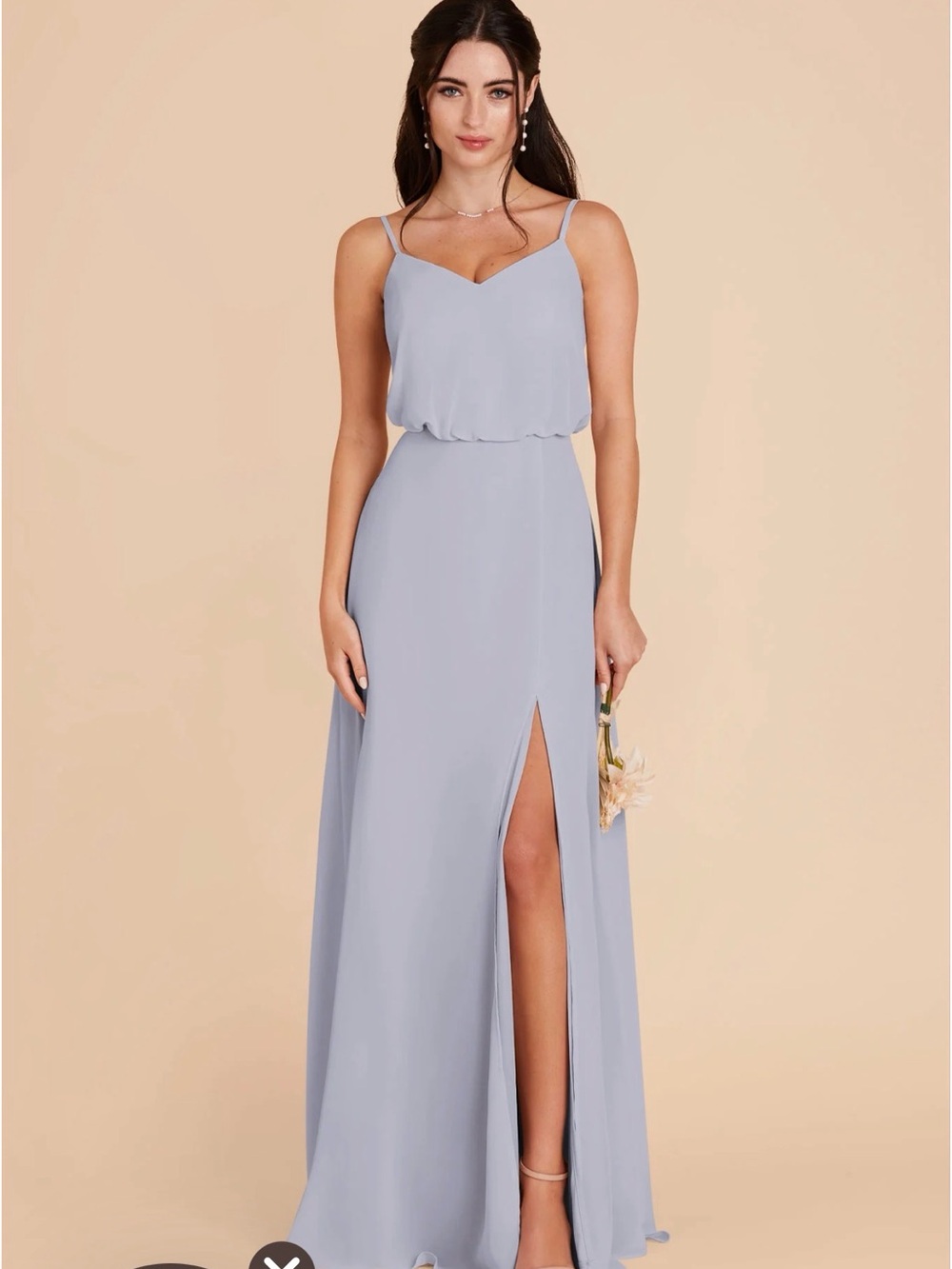 Birdy Grey Gwennie Chiffon Dress With Slit - Dusty Blue